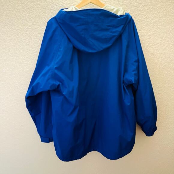 L.L.Bean Stowaway Women’s Sz XL Rain Jacket Blue Hooded Packable Windbreaker Y2K - Picture 4 of 10
